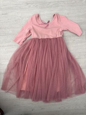 Girls Pink Tulle Layered Dress